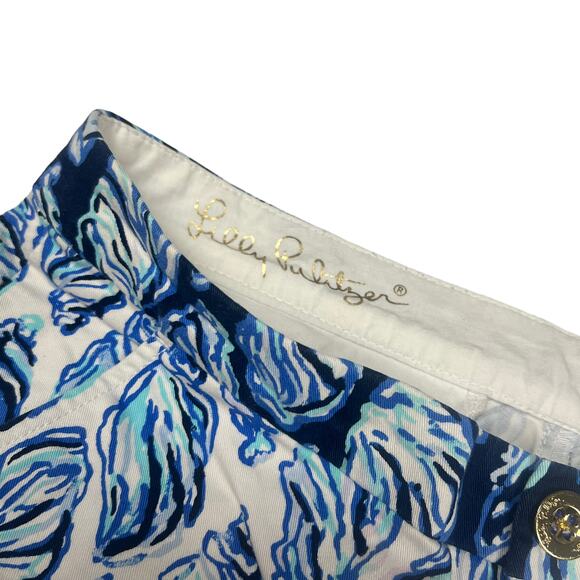 Lilly Pulitzer Buttercup Stretch Short 5" Inseam Seashell Scalloped Hem Womens 0 - Picture 3 of 12